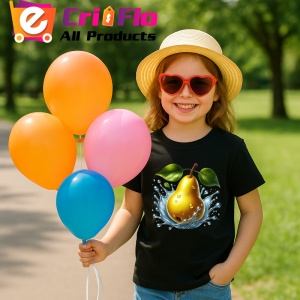 Tricou Para galbena si stropi stralucitori, Fructe, Copii | Dama, culoare negru - Img 3