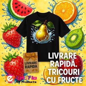 Tricou Para galbena si stropi stralucitori, Fructe, Copii | Dama, culoare negru - Img 12