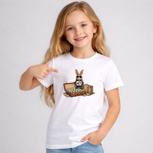 Tricou Paste 67 Bunny Ochelari Cos Oua Easter Pastel Cute, din bumbac 100%, tricou alb, Copii | Dama | Barbat - Img 2