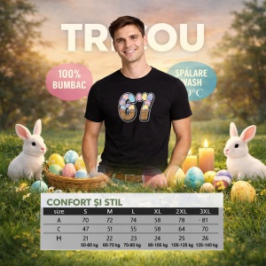 Tricou Paste 67 Oua Colorate Easter Pastel Decorativ, din bumbac 100%, tricou negru, Copii | Dama | Barbat - Img 6