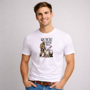 Tricou Paste Bigfoot Iepuras Quick Hide Eggs Paste, din bumbac 100%, tricou alb, Copii | Dama | Barbat - Img 2