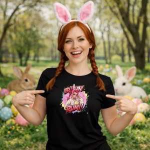 Tricou Paste Bunny Rumi Kpop Easter Girl Stil Pop, din bumbac 100%, tricou negru, Copii | Dama | Barbat - Img 9