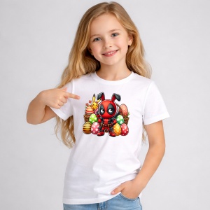 Tricou Paste Deadpool Paste Oua Colorate Iepuras, din bumbac 100%, tricou alb, Copii | Dama | Barbat - Img 2