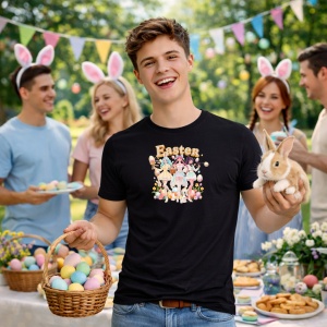 Tricou Paste Easter Girls Grup Fashion Pastel Aesthetic, din bumbac 100%, tricou negru, Copii | Dama | Barbat - Img 7