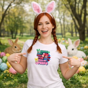 Tricou Paste Easter Is More Fun With My Peeps Iepurasi Colorati, din bumbac 100%, tricou alb, Copii | Dama | Barbat - Img 9