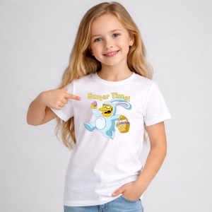 Tricou Paste Easter Time Iepuras Alergand Cos Oua Colorate, din bumbac 100%, tricou alb, Copii | Dama | Barbat