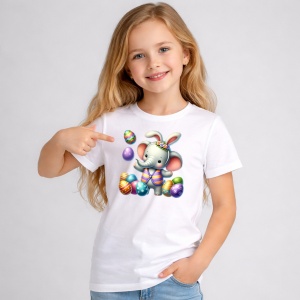 Tricou Paste Elefant Paste Oua Colorate Iepuras Vesel, din bumbac 100%, tricou alb, Copii | Dama | Barbat - Img 2