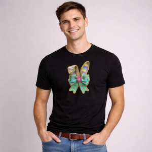 Tricou Paste Fundita Urechi Iepuras Pastel Decor, din bumbac 100%, tricou negru, Copii | Dama | Barbat - Img 2