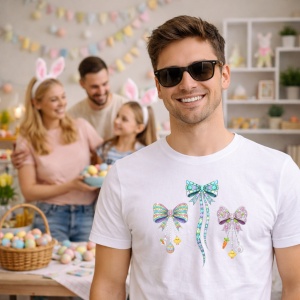 Tricou Paste Fundite Pastel Easter Cu Oua Decorative Cute, din bumbac 100%, tricou alb, Copii | Dama | Barbat - Img 7