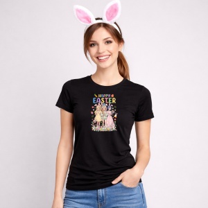 Tricou Paste Happy Easter Kpop Girls Cos Oua Pastel, din bumbac 100%, tricou negru, Copii | Dama | Barbat