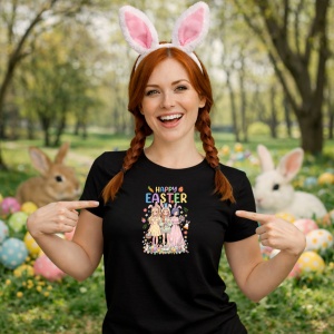 Tricou Paste Happy Easter Kpop Girls Cos Oua Pastel, din bumbac 100%, tricou negru, Copii | Dama | Barbat - Img 9