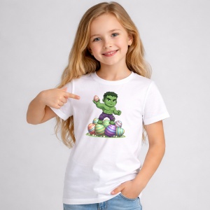 Tricou Paste Hulk Paste Oua Colorate Forta Verde, din bumbac 100%, tricou alb, Copii | Dama | Barbat - Img 2