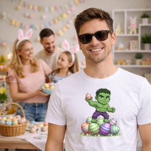 Tricou Paste Hulk Paste Oua Colorate Forta Verde, din bumbac 100%, tricou alb, Copii | Dama | Barbat - Img 7