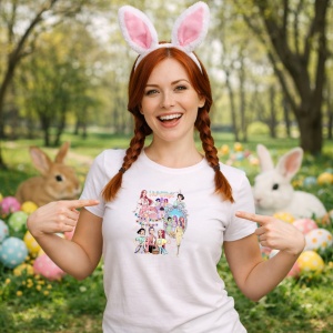 Tricou Paste Huntrix Easter Coquette Girls Aesthetic Pastel, din bumbac 100%, tricou alb, Copii | Dama | Barbat - Img 9