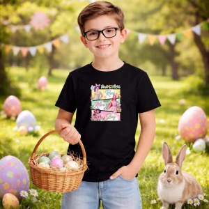 Tricou Paste Huntrix Kpop Easter Girls Rumi Mira Zoey Pastel, din bumbac 100%, tricou negru, Copii | Dama | Barbat - Img 5