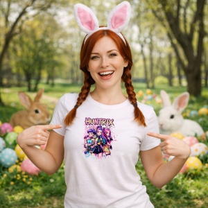 Tricou Paste Huntrix Kpop Girls Easter Stil Anime, din bumbac 100%, tricou alb, Copii | Dama | Barbat - Img 9