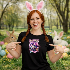 Tricou Paste Huntrix Kpop Girls Easter Stil Anime, din bumbac 100%, tricou negru, Copii | Dama | Barbat - Img 9