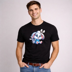 Tricou Paste Iepuras Paste Baby Oua Colorate Dragut, din bumbac 100%, tricou negru, Copii | Dama | Barbat - Img 1