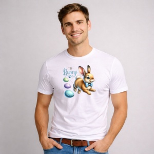 Tricou Paste Iepuras Paste Bunny Oua Colorate Ilustratie, din bumbac 100%, tricou alb, Copii | Dama | Barbat