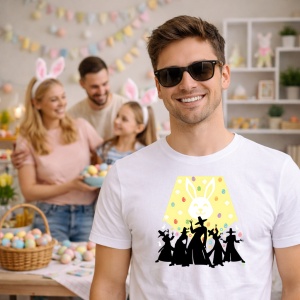Tricou Paste Iepurasi Silueta Easter Show Dans Kpop, din bumbac 100%, tricou alb, Copii | Dama | Barbat - Img 5