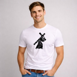 Tricou Paste Isus Cu Cruce Silueta Simbol Crestin Religios, din bumbac 100%, tricou alb, Copii | Dama | Barbat