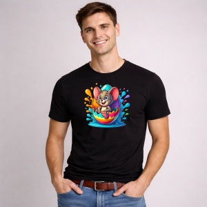 Tricou Paste Jerry Mouse Paste Ou Colorat Vesel, din bumbac 100%, tricou negru, Copii | Dama | Barbat - Img 3
