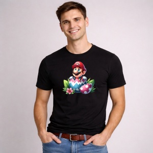 Tricou Paste Mario Paste Ou Spart Colorat Iepuras, din bumbac 100%, tricou negru, Copii | Dama | Barbat