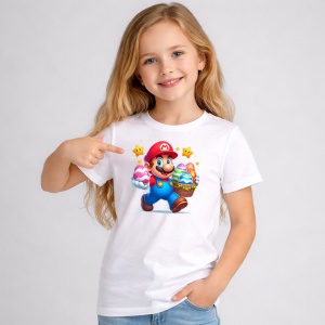 Tricou Paste Mario Paste Oua Colorate Iepuras, din bumbac 100%, tricou alb, Copii | Dama | Barbat