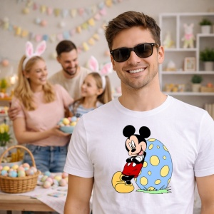Tricou Paste Mickey Mouse Paste Ou Mare Colorat, din bumbac 100%, tricou alb, Copii | Dama | Barbat - Img 7