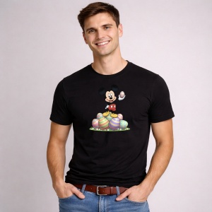 Tricou Paste Mickey Mouse Paste Oua Colorate Gramada, din bumbac 100%, tricou negru, Copii | Dama | Barbat - Img 2