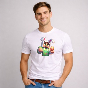 Tricou Paste Minecraft Iepuras Paste Ou Decorativ, din bumbac 100%, tricou alb, Copii | Dama | Barbat - Img 2