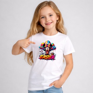Tricou Paste Minnie Mouse Paste Easter Graffiti Colorat, din bumbac 100%, tricou alb, Copii | Dama | Barbat