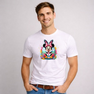 Tricou Paste Minnie Mouse Paste Ou Colorat Flori, din bumbac 100%, tricou alb, Copii | Dama | Barbat - Img 2