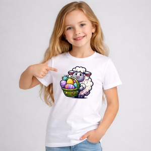 Tricou Paste Oaie Paste Cos Oua Colorate Fermecator, din bumbac 100%, tricou alb, Copii | Dama | Barbat - Img 1