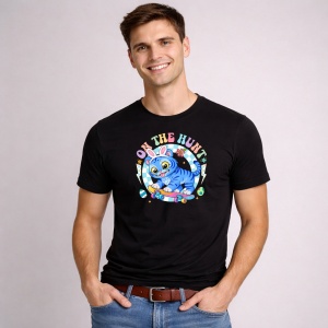 Tricou Paste On The Hunt Kpop Pisica Easter Pastel, din bumbac 100%, tricou negru, Copii | Dama | Barbat - Img 2