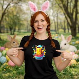Tricou Paste Pikachu Paste Ou Colorat Vesel, din bumbac 100%, tricou negru, Copii | Dama | Barbat - Img 9