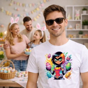 Tricou Paste Raven Teen Titans Paste Oua Colorate, din bumbac 100%, tricou alb, Copii | Dama | Barbat - Img 7