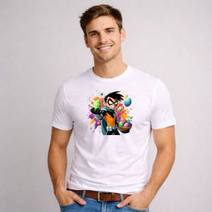 Tricou Paste Robin Teen Titans Paste Oua Colorate Cos, din bumbac 100%, tricou alb, Copii | Dama | Barbat - Img 2