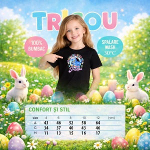 Tricou Paste Rolling With My Peeps Kpop Pisica Pastel, din bumbac 100%, tricou negru, Copii | Dama | Barbat - Img 4