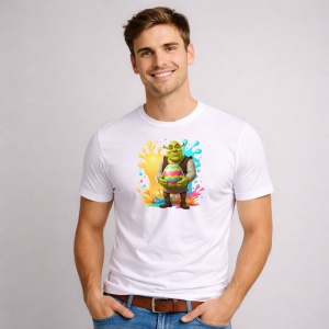 Tricou Paste Shrek Ou Urias Colorat Stropi Vopsea Paste, din bumbac 100%, tricou alb, Copii | Dama | Barbat - Img 2