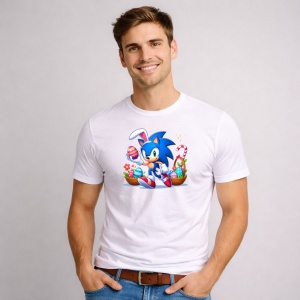 Tricou Paste Sonic Paste Cos Oua Iepuras, din bumbac 100%, tricou alb, Copii | Dama | Barbat - Img 2
