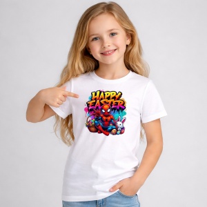 Tricou Paste Spiderman Happy Easter Graffiti Oua Colorate, din bumbac 100%, tricou alb, Copii | Dama | Barbat