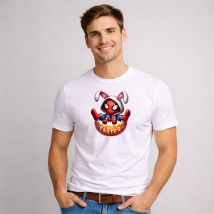 Tricou Paste Spiderman Iepuras Paste Ou Colorat Spart, din bumbac 100%, tricou alb, Copii | Dama | Barbat - Img 2