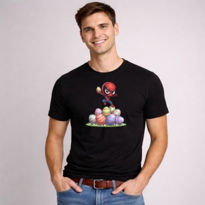 Tricou Paste Spiderman Paste Oua Colorate Echilibru, din bumbac 100%, tricou negru, Copii | Dama | Barbat - Img 1