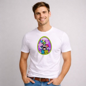 Tricou Paste Teen Titans Go Paste Ou Colorat Personaje, din bumbac 100%, tricou alb, Copii | Dama | Barbat - Img 2