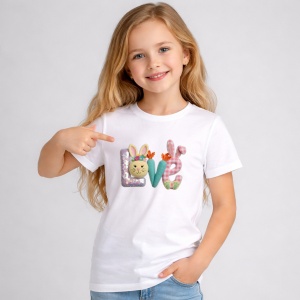 Tricou Paste Text Love Iepuras Pastel Cute, din bumbac 100%, tricou alb, Copii | Dama | Barbat - Img 2