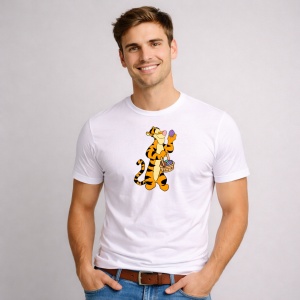 Tricou Paste Tigger Paste Cos Oua Colorate Saritor, din bumbac 100%, tricou alb, Copii | Dama | Barbat - Img 3