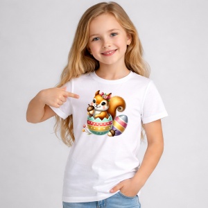 Tricou Paste Veverita Paste Ou Colorat Decorativ, din bumbac 100%, tricou alb, Copii | Dama | Barbat - Img 1