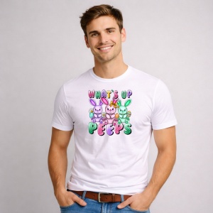 Tricou Paste Whats Up Peeps Iepurasi Colorati Funny Cute, din bumbac 100%, tricou alb, Copii | Dama | Barbat - Img 2
