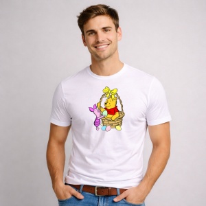 Tricou Paste Winnie The Pooh Piglet Paste Cos Oua Colorate, din bumbac 100%, tricou alb, Copii | Dama | Barbat